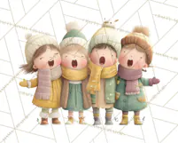 Christmas Carolers Clipart PNG, Holiday Choir Clip Art Product Image 4