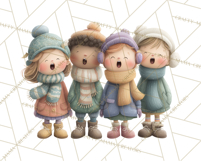 Christmas Carolers Clipart PNG, Holiday Choir Clip Art Product Image 2
