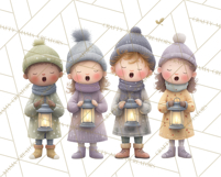 Christmas Carolers Clipart PNG, Holiday Choir Clip Art Product Image 3