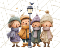 Christmas Carolers Clipart PNG, Holiday Choir Clip Art Product Image 5