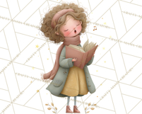 Christmas Carolers Clipart PNG, Holiday Choir Clip Art Product Image 3