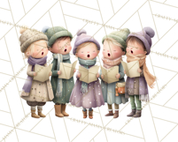 Christmas Carolers Clipart PNG, Holiday Choir Clip Art Product Image 4