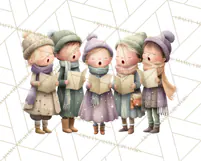 Christmas Carolers Clipart PNG, Holiday Choir Clip Art Product Image 4