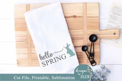 Hello Spring Rabbit SVG, png, eps, sublimation, printable Product Image 2