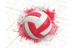Volleyball Clipart PNG with Team Color Paint Splash Design Product Image 2