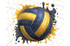 Volleyball Clipart PNG with Team Color Paint Splash Design Product Image 3