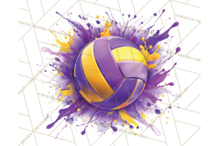 Volleyball Clipart PNG with Team Color Paint Splash Design Product Image 5