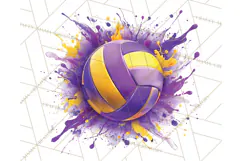 Volleyball Clipart PNG with Team Color Paint Splash Design Product Image 5