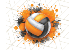 Volleyball Clipart PNG with Team Color Paint Splash Design Product Image 2