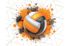 Volleyball Clipart PNG with Team Color Paint Splash Design Product Image 2