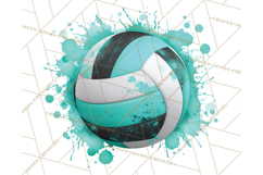 Volleyball Clipart PNG with Team Color Paint Splash Design Product Image 3