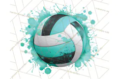 Volleyball Clipart PNG with Team Color Paint Splash Design Product Image 3