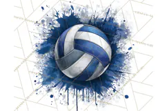 Volleyball Clipart PNG with Team Color Paint Splash Design Product Image 4