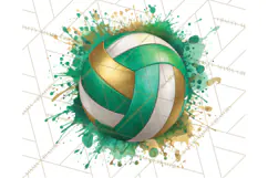 Volleyball Clipart PNG with Team Color Paint Splash Design Product Image 5