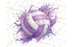 Volleyball Clipart PNG with Team Color Paint Splash Design Product Image 2