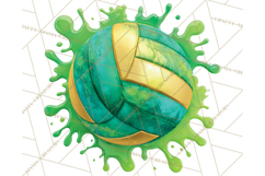 Volleyball Clipart PNG with Team Color Paint Splash Design Product Image 4