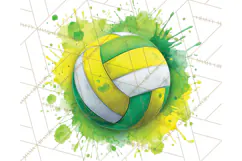 Volleyball Clipart PNG with Team Color Paint Splash Design Product Image 2
