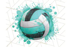Volleyball Clipart PNG with Team Color Paint Splash Design Product Image 3