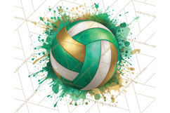 Volleyball Clipart PNG with Team Color Paint Splash Design Product Image 4