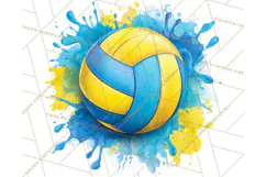 Volleyball Clipart PNG with Team Color Paint Splash Design Product Image 3
