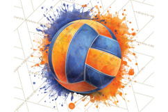 Volleyball Clipart PNG with Team Color Paint Splash Design Product Image 4