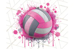Volleyball Clipart PNG with Team Color Paint Splash Design Product Image 4