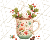 Christmas Hot Cocoa Mug Clipart PNG, Holiday Cup Art Product Image 3