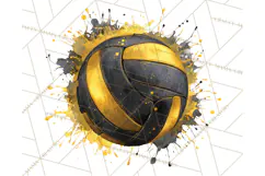 Volleyball Clipart PNG with Team Color Paint Splash Design Product Image 5