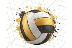 Volleyball Clipart PNG with Team Color Paint Splash Design Product Image 2