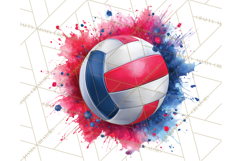Volleyball Clipart PNG with Team Color Paint Splash Design Product Image 4