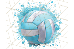 Volleyball Clipart PNG with Team Color Paint Splash Design Product Image 5