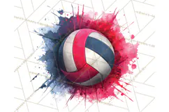 Volleyball Clipart PNG with Team Color Paint Splash Design Product Image 2