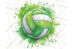 Volleyball Clipart PNG with Team Color Paint Splash Design Product Image 4