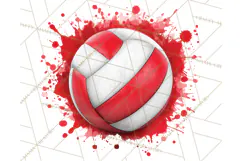 Volleyball Clipart PNG with Team Color Paint Splash Design Product Image 3