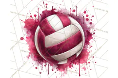 Volleyball Clipart PNG with Team Color Paint Splash Design Product Image 5