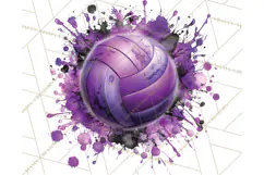 Volleyball Clipart PNG with Team Color Paint Splash Design Product Image 2