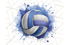Volleyball Clipart PNG with Team Color Paint Splash Design Product Image 3