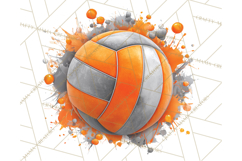 Volleyball Clipart PNG with Team Color Paint Splash Design Product Image 4