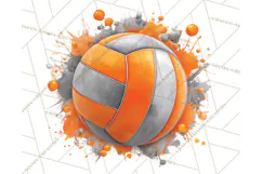 Volleyball Clipart PNG with Team Color Paint Splash Design Product Image 4