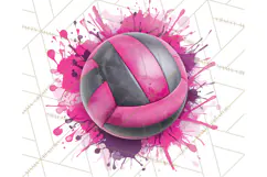 Volleyball Clipart PNG with Team Color Paint Splash Design Product Image 5