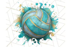 Volleyball Clipart PNG with Team Color Paint Splash Design Product Image 2