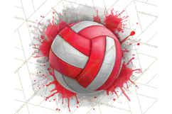 Volleyball Clipart PNG with Team Color Paint Splash Design Product Image 4