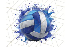 Volleyball Clipart PNG with Team Color Paint Splash Design Product Image 5