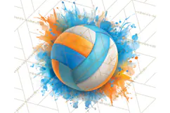Volleyball Clipart PNG with Team Color Paint Splash Design Product Image 2