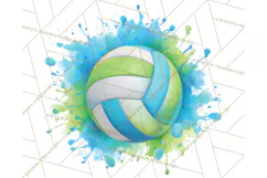 Volleyball Clipart PNG with Team Color Paint Splash Design Product Image 4