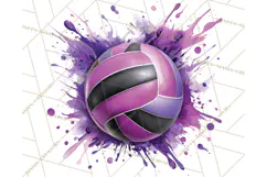 Volleyball Clipart PNG with Team Color Paint Splash Design Product Image 5