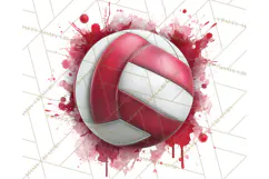 Volleyball Clipart PNG with Team Color Paint Splash Design Product Image 2