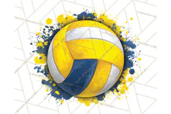 Volleyball Clipart PNG with Team Color Paint Splash Design Product Image 3