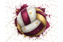 Volleyball Clipart PNG with Team Color Paint Splash Design Product Image 4