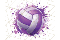 Volleyball Clipart PNG with Team Color Paint Splash Design Product Image 5